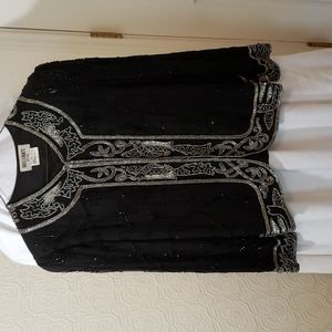 Brilliante by J.A. Size Large Black & Silver Vintage Jacket